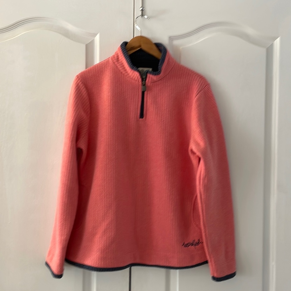 Weird Fish part zip up sweater in peach and navy SIZE US12